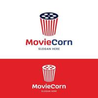 Pop Corn with Camera Reel Stripes Logo Design Template vector