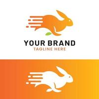 Simple Running Rabbit Dash Logo Design Template vector