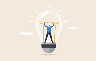 Sparking new business ideas. Creativity, innovation. Processes and solutions. Leadership that faces problems. Manager or leadership plug in idea light bulb. vector