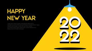 simple text 2022 illuminated by a chandelier, happy new year concept design template for calendar, flyer, invitation. vector