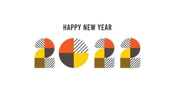 concept of happy new year holiday banner, design with typography number 2022 colored shape cube, template for calendar, seasonal flyer and greetings card. vector