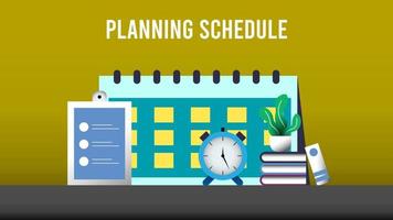 concept of calendar planning schedule, business management and events organizing process office working. vector illustration