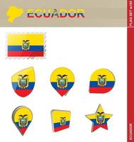 conjunto de bandera de ecuador, conjunto de bandera vector