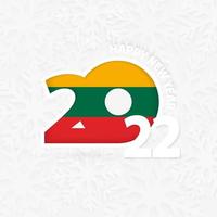 Happy New Year 2022 for Lithuania on snowflake background. vector