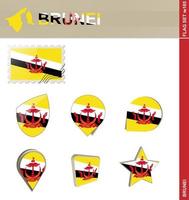 conjunto de banderas de brunei, conjunto de banderas vector