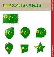 conjunto de banderas de las islas cocos, conjunto de banderas vector