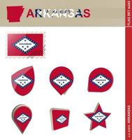 conjunto de banderas de arkansas, conjunto de banderas vector