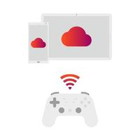 juegos en la nube en tabletas y teléfonos. vector
