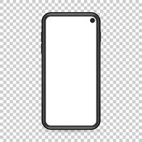 teléfono celular de diseño moderno con pantalla en blanco sobre fondo transparente. vector