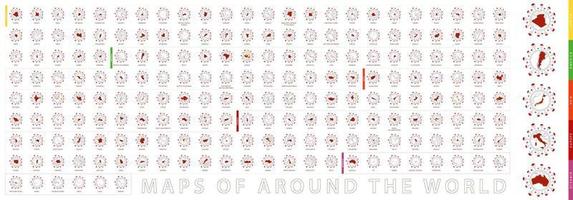 Maps of around the world collection in shape of virus. vector