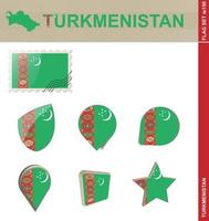 conjunto de banderas de turkmenistán, conjunto de banderas vector