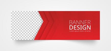 Red banner design with place for your photo. vector