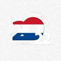 Happy New Year 2022 for Netherlands on snowflake background.