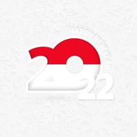 Happy New Year 2022 for Monaco on snowflake background. vector