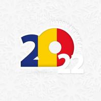 feliz año nuevo 2022 para rumania sobre fondo de copos de nieve. vector