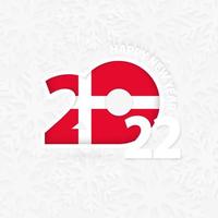 Happy New Year 2022 for Denmark on snowflake background. vector