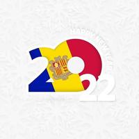 feliz año nuevo 2022 para andorra sobre fondo de copos de nieve. vector