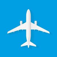 Vector Airplane on blue background, plane top view.