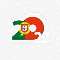 feliz año nuevo 2022 para portugal sobre fondo de copos de nieve. vector