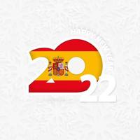 feliz año nuevo 2022 para españa sobre fondo de copos de nieve. vector