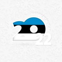 Happy New Year 2022 for Estonia on snowflake background. vector