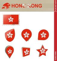 conjunto de banderas de hong kong, conjunto de banderas vector