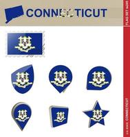 conjunto de banderas de connecticut, conjunto de banderas vector