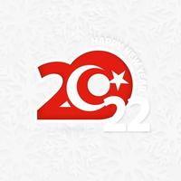 Happy New Year 2022 for Turkey on snowflake background. vector