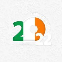 Happy New Year 2022 for Ireland on snowflake background. vector
