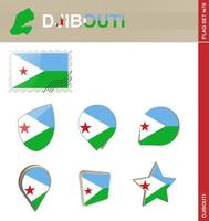 conjunto de banderas de djibouti, conjunto de banderas vector