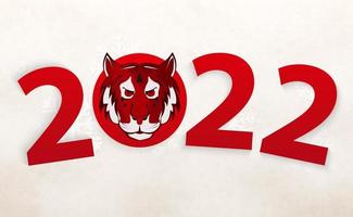 año del tigre 2022, plantilla de tarjeta feliz año nuevo lunar 2022. vector
