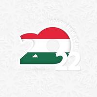 Happy New Year 2022 for Hungary on snowflake background. vector