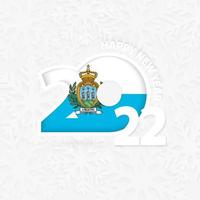 feliz año nuevo 2022 para san marino sobre fondo de copos de nieve. vector