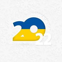feliz año nuevo 2022 para ucrania sobre fondo de copos de nieve. vector