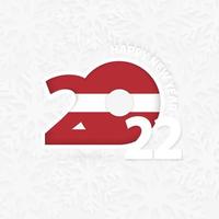 Happy New Year 2022 for Latvia on snowflake background. vector