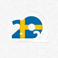 Happy New Year 2022 for Sweden on snowflake background. vector