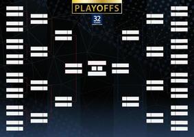 Two conference tournament bracket for 32 team or player on dark background. vector