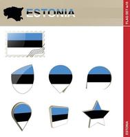 conjunto de banderas de estonia, conjunto de banderas vector