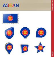 conjunto de banderas de la asean, conjunto de banderas vector