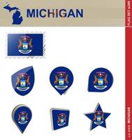 conjunto de banderas de michigan, conjunto de banderas vector