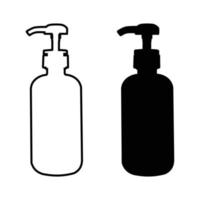 vector de logotipo de icono plano de botella exprimible en blanco y negro