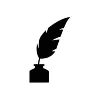 quill pen black white background logo flat icon vector