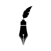 pen nib combination ink feather pen black flat icon vector