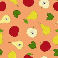 Apple and pear seamless pattern, abstract repeated background. For paper, cover, fabric, wrapping paper, wall art. vector