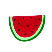 Colorful cartoon digital watermelon in watercolor style. Watermelon fruit slice with seeds. Flat doodle design. vector