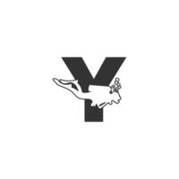 Letter Y and someone scuba, diving icon illustration vector