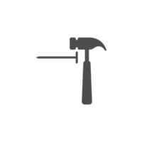 ilustración de diseño plano de logotipo de icono de martillo vector