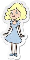 sticker of a cartoon happy woman in dress