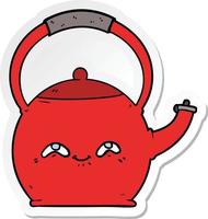 sticker of a cartoon kettle vector