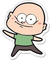 sticker of a cartoon bald man staring vector